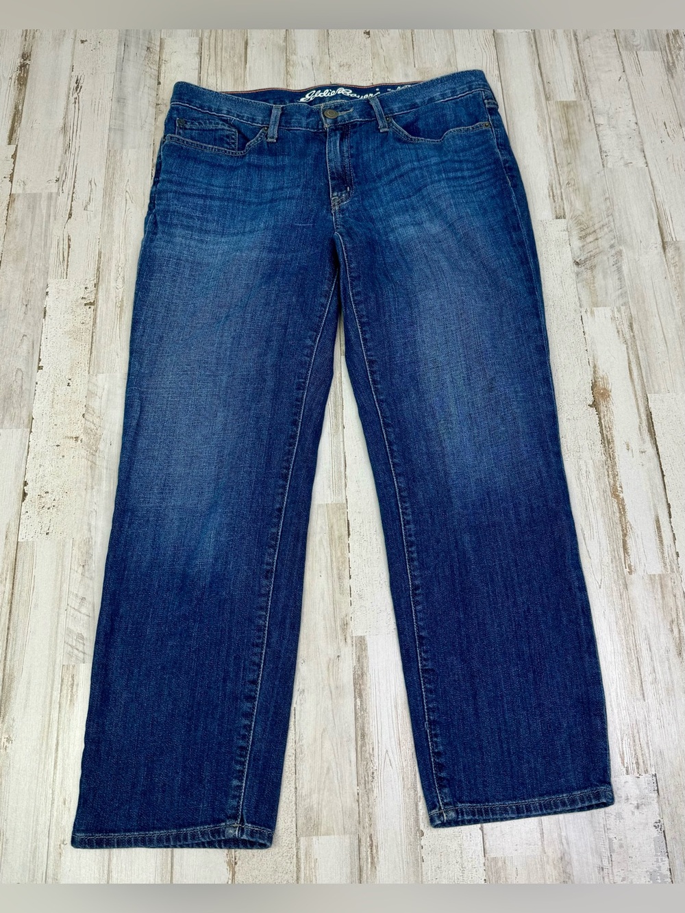 Eddie Bauer Womens Blue Jeans 6 (32x26) Boyfriend Crop Fit Low Rise